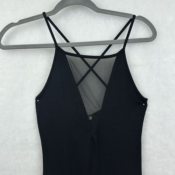 Luxe Comfort Mesh High Neck Cross Back Mini Black Dress Sz Small - Picture 5 of 12